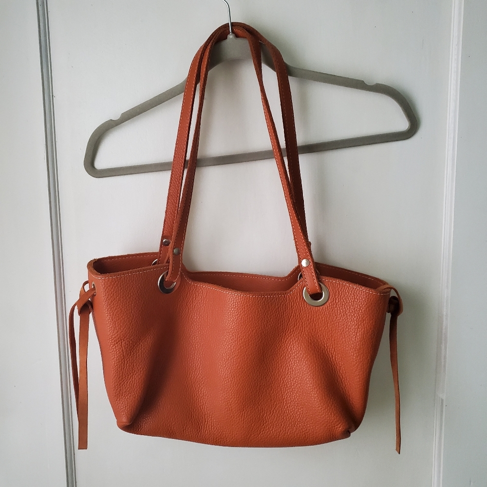 J.Jill Orange Genuine Leather Tote